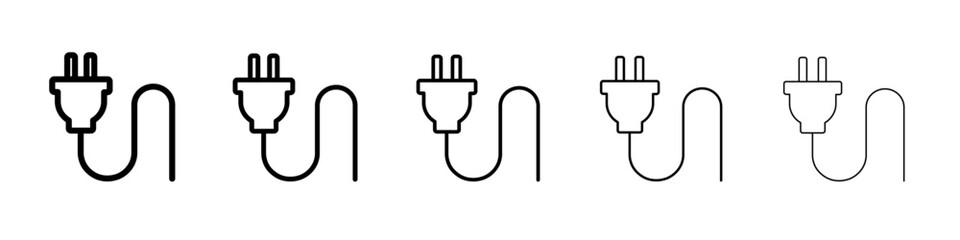 Electrical plug icon thin flat outline style vector sign
