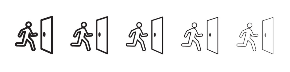 Emergency exit icon thin flat outline style vector sign