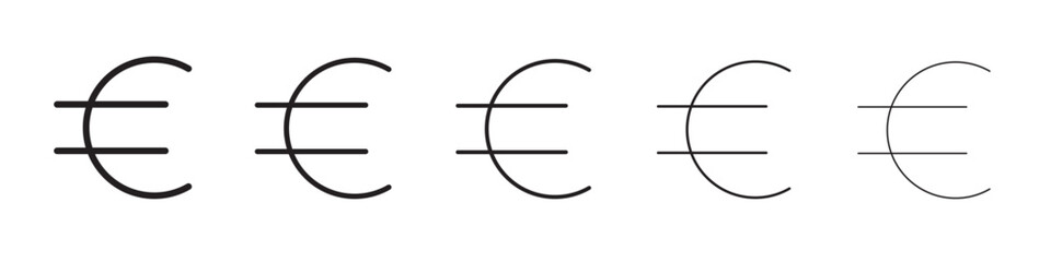 euro sign icon thin flat outline style vector sign