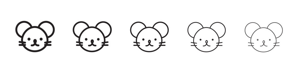 Face of mouse icon thin flat outline style vector sign