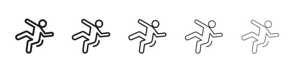 fall accident icon thin flat outline style vector sign