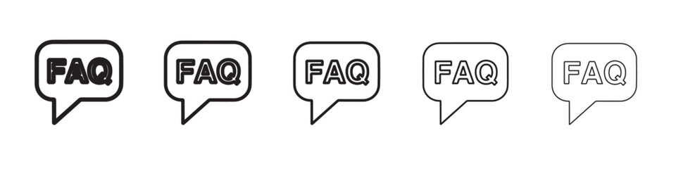 FAQ icon thin flat outline style vector sign