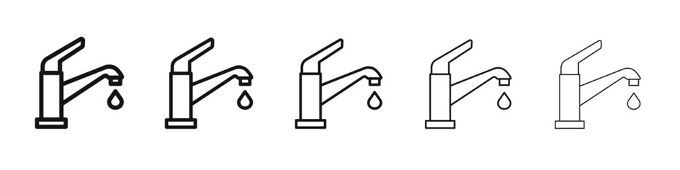 Faucet tap water icon thin flat outline style vector sign