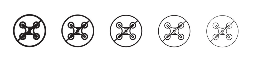 Forbidden Copter icon thin flat outline style vector sign