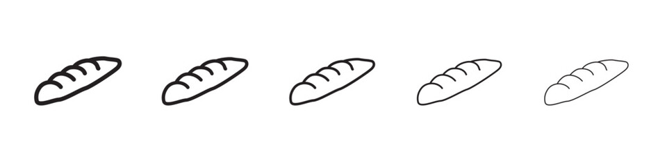 French bread icon thin flat outline style vector sign