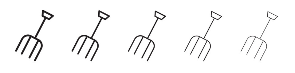 Garden fork icon thin flat outline style vector sign