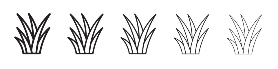 Grass icon thin flat outline style vector sign