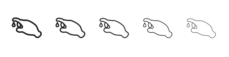Hand with blood drop icon thin flat outline style vector sign