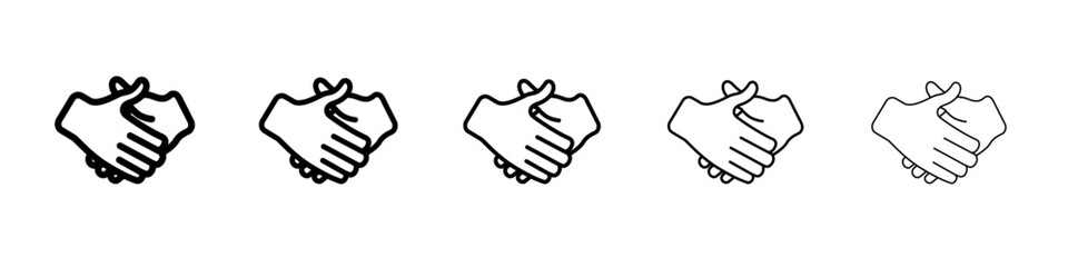 Handshake icon thin flat outline style vector sign