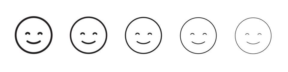 Happy boy face icon thin flat outline style vector sign