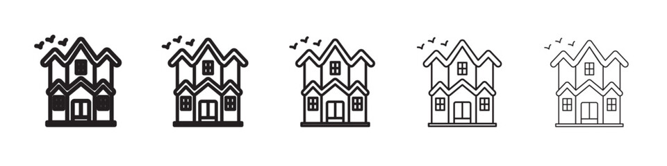 Haunted house icon thin flat outline style vector sign