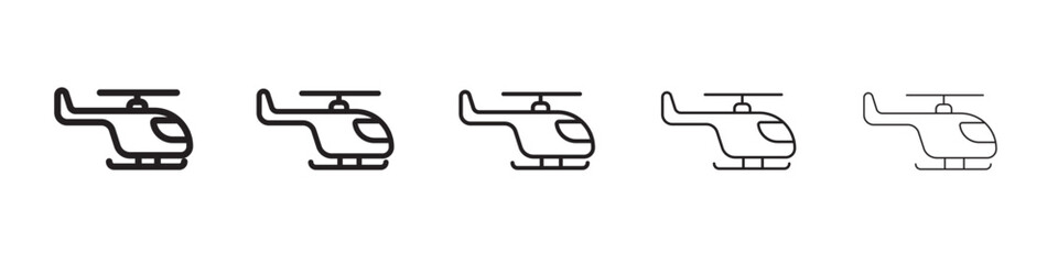 Helicopter icon thin flat outline style vector sign