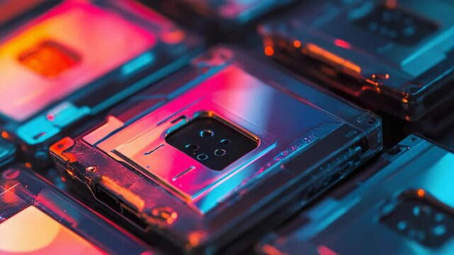 A close up of a cell phone in a pile of other cell phones