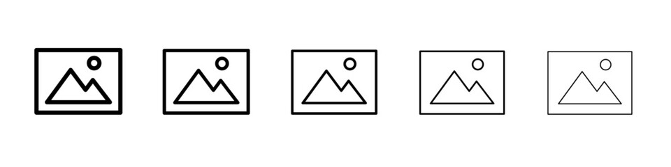 image or photo icon thin flat outline style vector sign