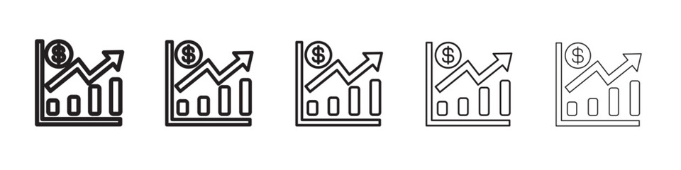 Increase money icon thin flat outline style vector sign