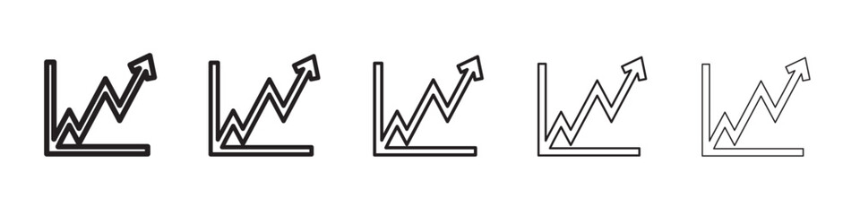 Increase chart icon thin flat outline style vector sign