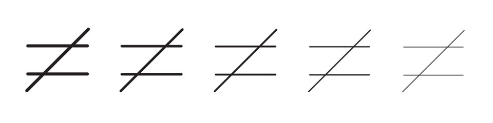 Inequality icon thin flat outline style vector sign