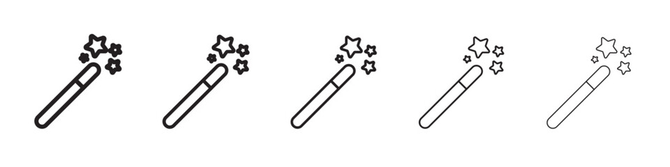 magic wand icon thin flat outline style vector sign