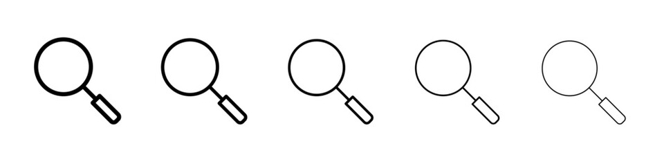 Magnifying glass icon thin flat outline style vector sign
