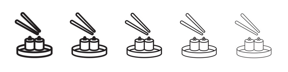 Maki sushi roll icon thin flat outline style vector sign © Devayat