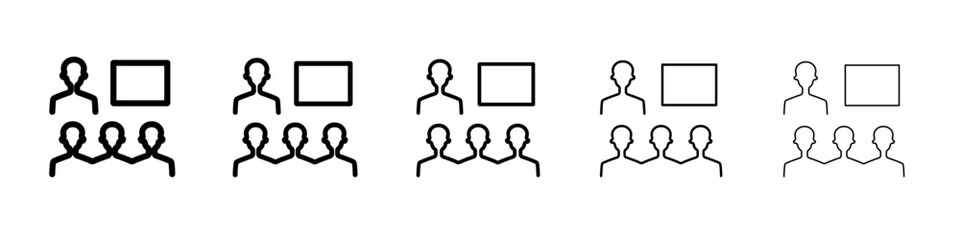 meeting icon thin flat outline style vector sign