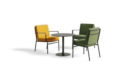 Seating Arrangement with Round Table and Three Armchairs