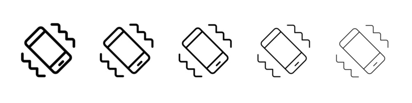 Mobile phone vibrating icon thin flat outline style vector sign
