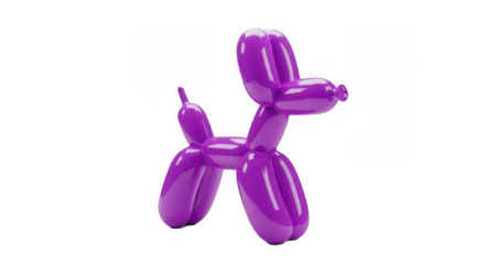 Purple Balloon Dog Sculpture – Fun Party Decoration and Creative Toy Isolated on White Background