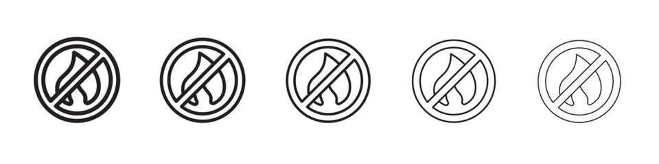 No fire icon thin flat outline style vector sign