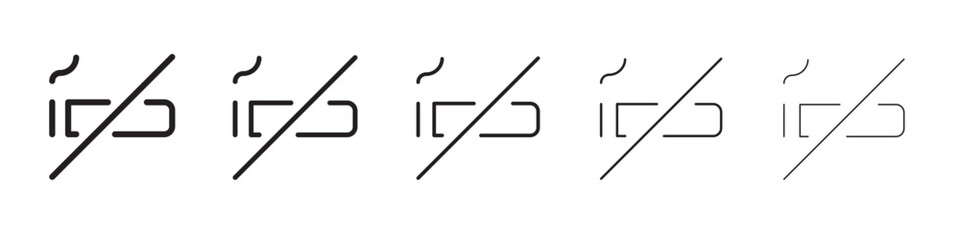 No Smoking cigarette icon thin flat outline style vector sign