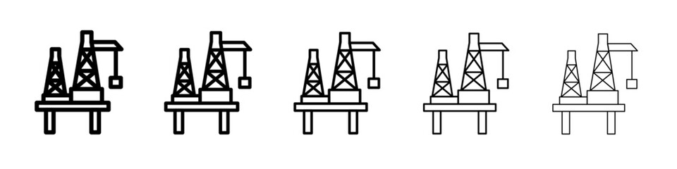 Oil platform icon thin flat outline style vector sign