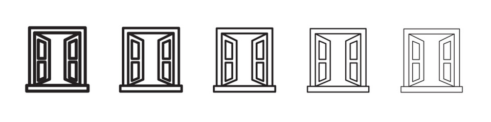 Open windows icon thin flat outline style vector sign