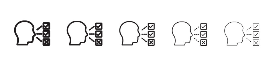 Oral survey icon thin flat outline style vector sign