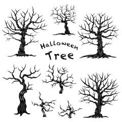 A collection of Halloween tree vectors that can be used in many different ways such as Halloween decorations, stickers, greeting cards, digital prints, postcards, paper patterns, scrapbooks and more.
