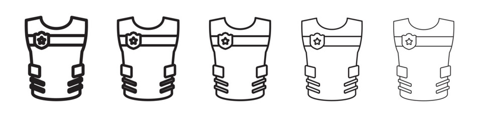 police vest thin flat outline style vector sign