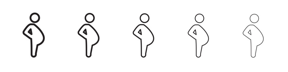 Pregnant woman backache icon thin flat outline style vector sign