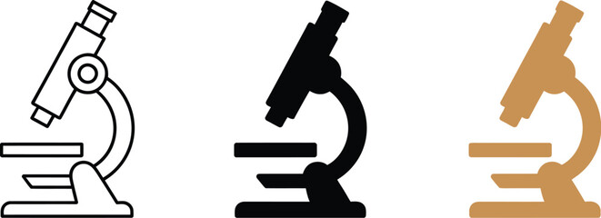 Microscope vector illustration set science equipment for laboratory research and medical analysis tool vector illustration