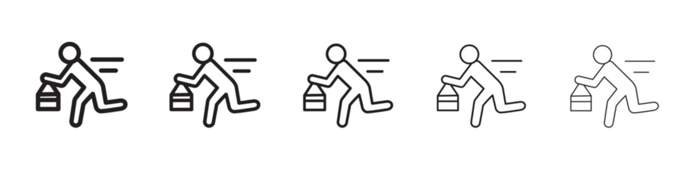 Purse snatcher icon thin flat outline style vector sign