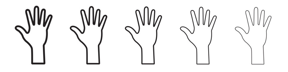 Raised Hand icon thin flat outline style vector sign