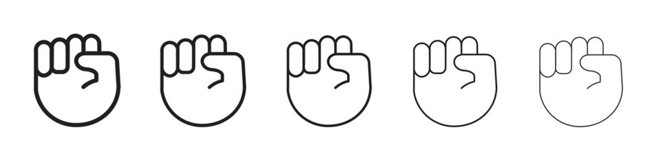raised fists icon thin flat outline style vector sign