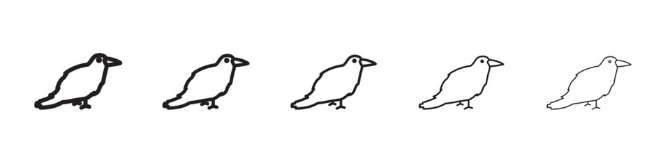 raven icon thin flat outline style vector sign