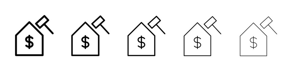 Real estate auction icon thin flat outline style vector sign