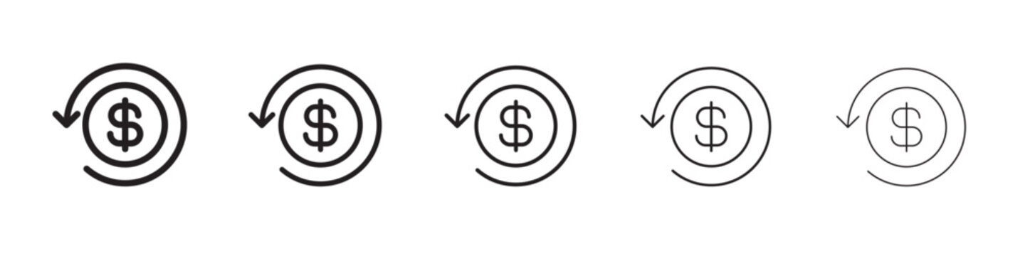 refund money icon thin flat outline style vector sign