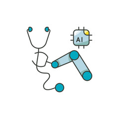 Robo Stethoscope Icon, AI Medical Examination Tech Tool
