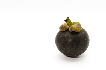 Fresh Mangosteens isolated on white background, Purple highest variety Mangosteens on White Background With clipping path.