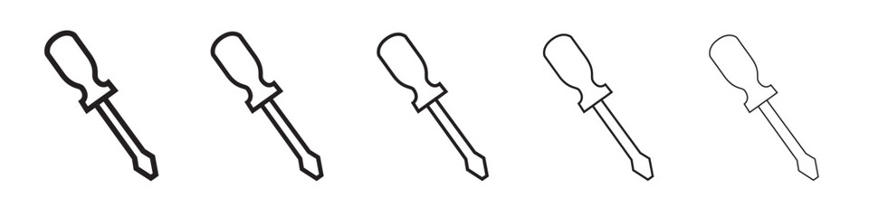 Screwdriver icon thin flat outline style vector sign