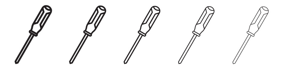 Screwdriver icon thin flat outline style vector sign