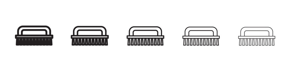 Scrubbing brush icon thin flat outline style vector sign
