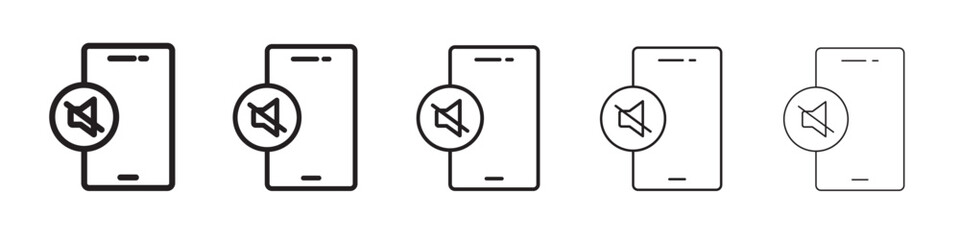 silent phone icon thin flat outline style vector sign