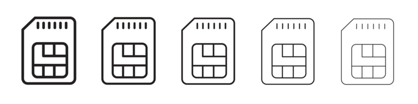 sim card icon thin flat outline style vector sign